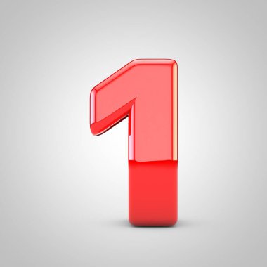 3D kırmızı sayı 1 izole beyaz arka plan