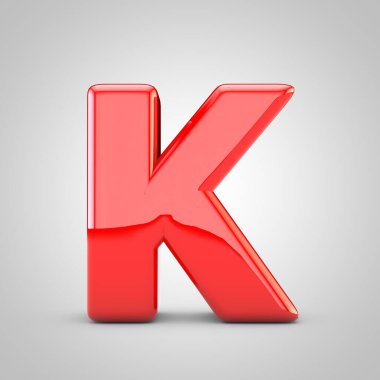 3d Kırmızı Harf K Büyük harf İzole Beyaz Arkaplan