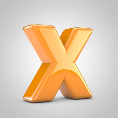 Turuncu 3d harf X büyük harf beyaz arkaplan üzerinde izole