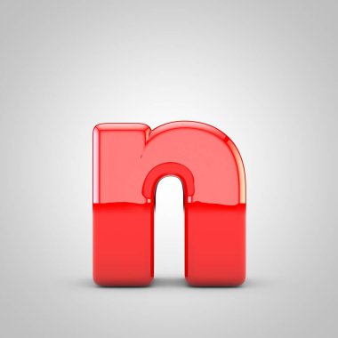 3d Kırmızı harf N küçük harf izole edilmiş beyaz arkaplan