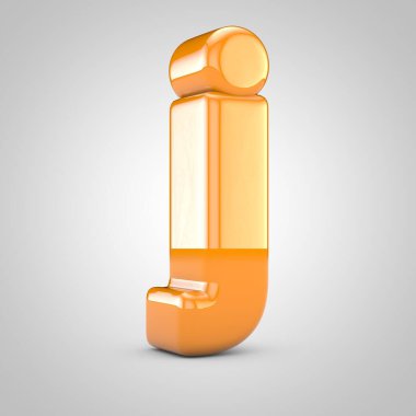 Orange 3d letter J lowercase isolated on white background