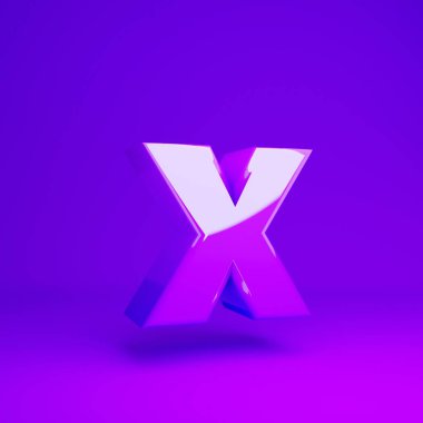 Parlak menekşe harf X küçük mor mat arkaplan