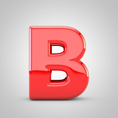 3D Red Letter B uppercase Isolated White Background
