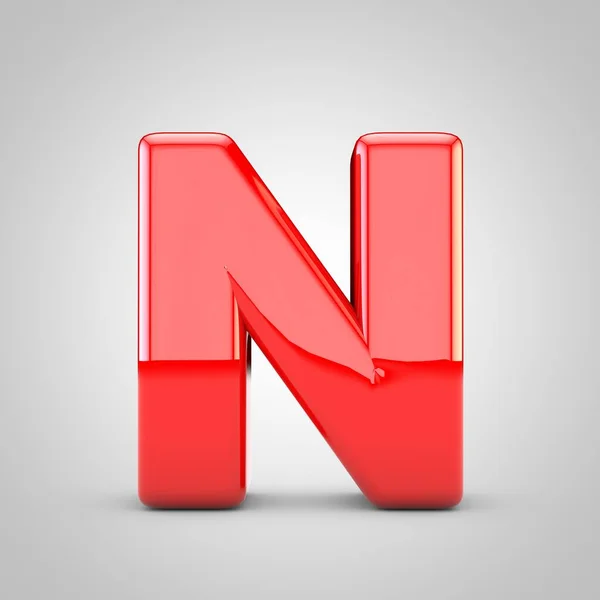 3d rode letter N hoofdletters geïsoleerde witte achtergrond — Stockfoto