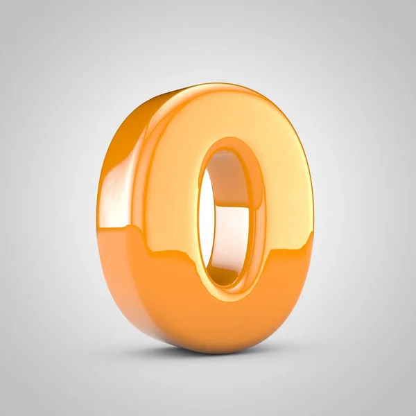 Oranžové 3D číslo 0 izolované na bílém pozadí — Stock fotografie