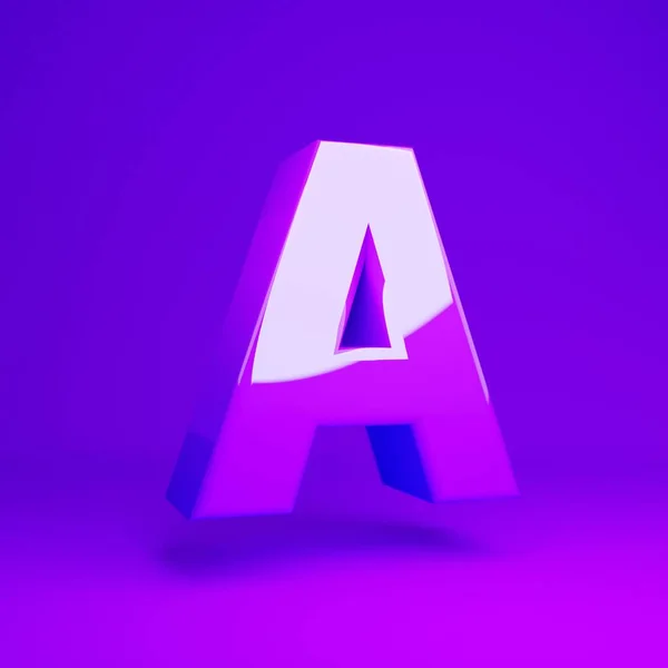 Glossy violet letter A uppercase violet matte background — Stock Photo, Image