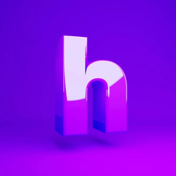 Glossy violet letter H lowercase violet matte background — Stock Photo, Image