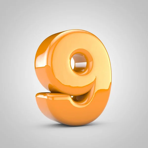Oranžové 3D číslo 9 izolované na bílém pozadí — Stock fotografie