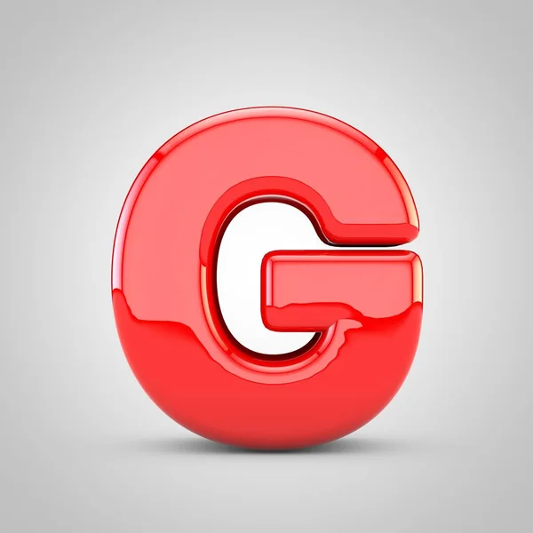 3D lettera rossa G maiuscolo isolato sfondo bianco — Foto Stock