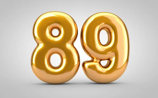 Χρυσό μεταλλικό μπαλόνι νούμερο 89 απομονωμένο σε λευκό φόντο. — Φωτογραφία Αρχείου