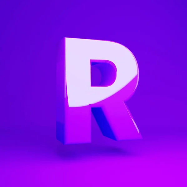 Błyszcząca fioletowa litera R duże fioletowe matowe tło — Zdjęcie stockowe