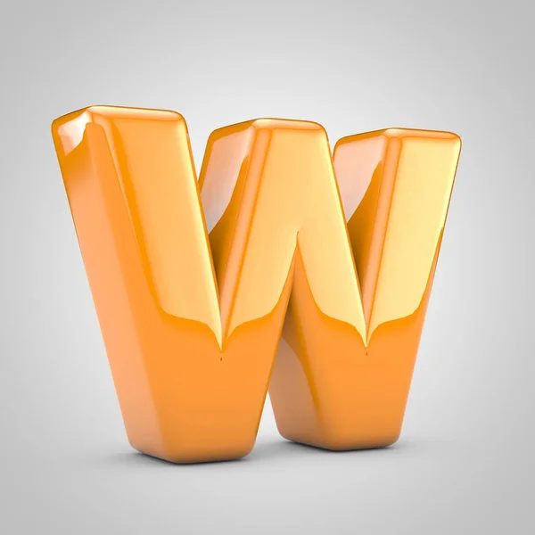 Maiuscolo lettera W arancione 3d isolato su sfondo bianco — Foto Stock