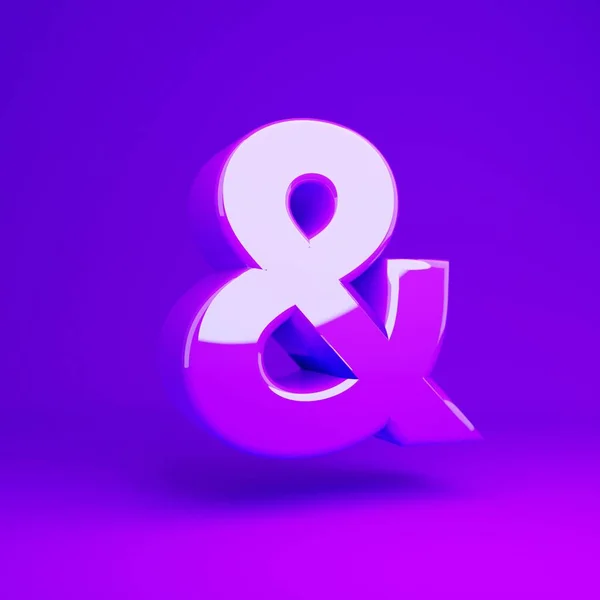 光沢のある紫色のアンパサンドのシンボル紫色のマットの背景 — ストック写真