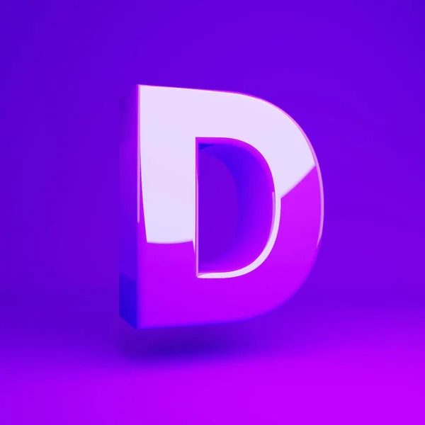 光沢のある紫色の文字D大文字の紫マットの背景 — ストック写真