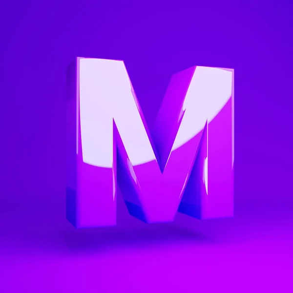 Глянцева фіолетова літера M фіолетовий матовий фон — стокове фото