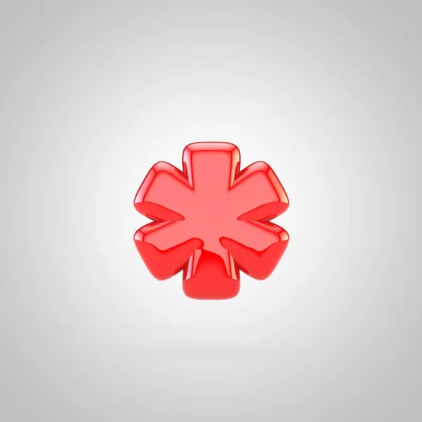 Símbolo asterisco rojo 3D Fondo blanco aislado — Foto de Stock
