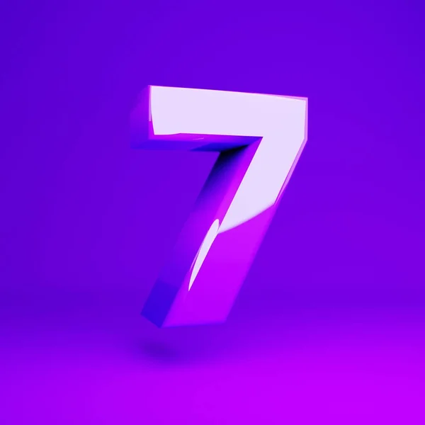 Glossy violet number 7 violet matte background — Stock Photo, Image