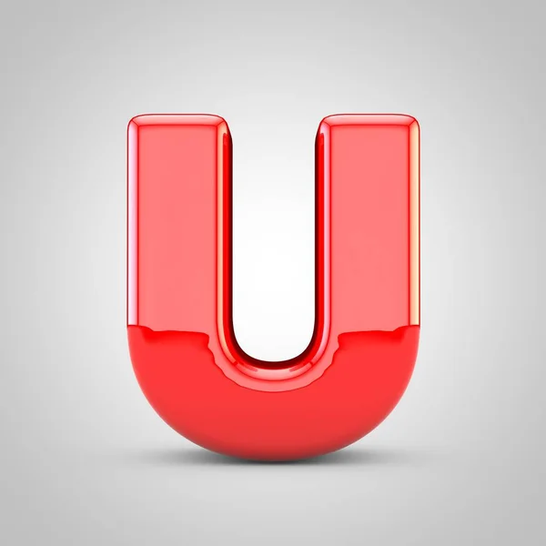 3D Red Letter U uppercase Isolated White Background — Stock Photo, Image