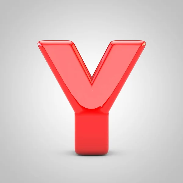 3D Red Letter Y uppercase Isolated White Background — ストック写真