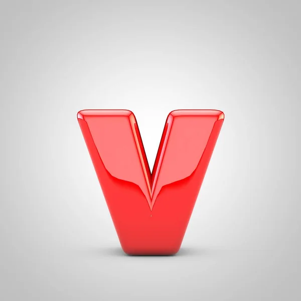 3D Red Letter V lowercase Isolated White Background — ストック写真