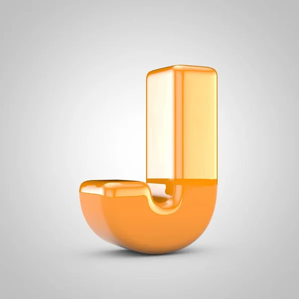 주황색 3D 글자 J uppercase 를 흰색 배경에서 분리 — 스톡 사진