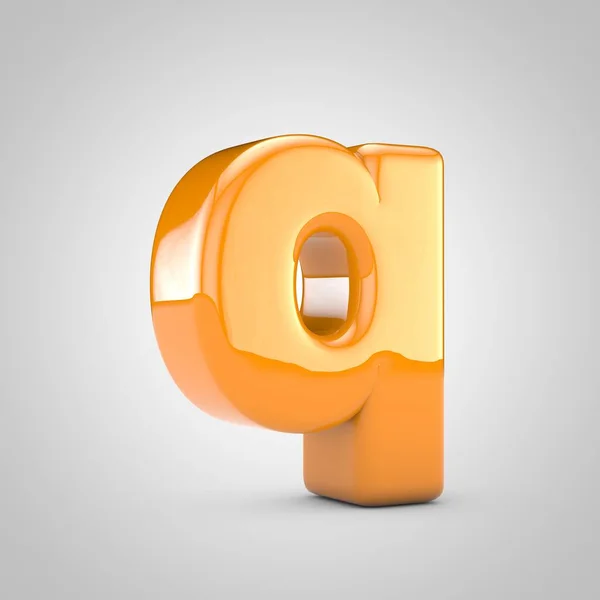 ตัวอักษรสีส้ม 3d Q ตัวพิมพ์เล็กแยกจากพื้นหลังสีขาว — ภาพถ่ายสต็อก