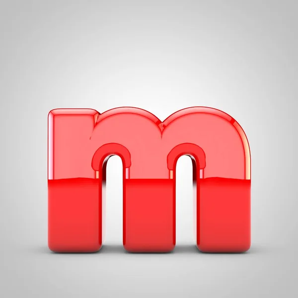 3D letra vermelha M minúscula isolado fundo branco — Fotografia de Stock