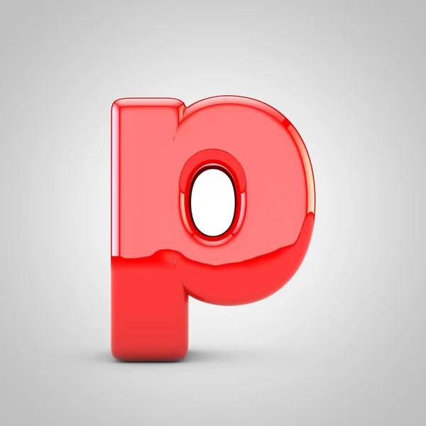 3d Rode Brief P kleine letters Geïsoleerde witte achtergrond — Stockfoto
