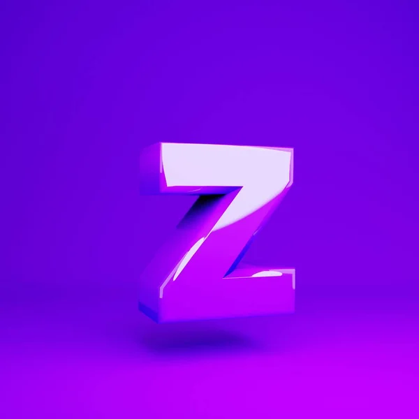 Glanzende paarse letter Z kleine kast violet matte achtergrond — Stockfoto