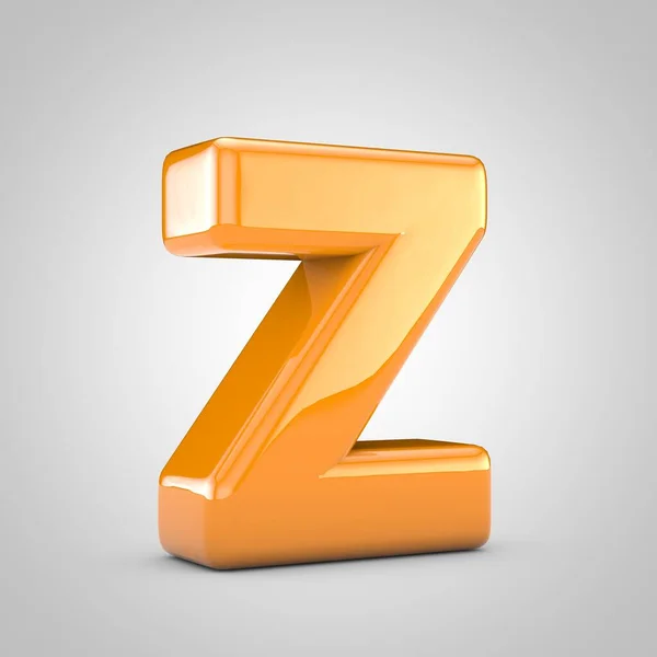 Naranja letra 3D Z mayúscula aislada sobre fondo blanco — Foto de Stock