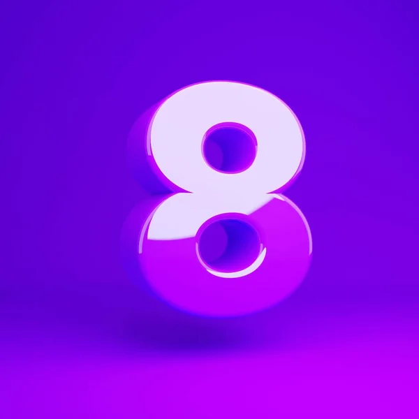 Fényes lila szám 8 lila matt háttér — Stock Fotó