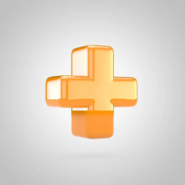 Orange 3d plus symbol isolated on white background — Zdjęcie stockowe