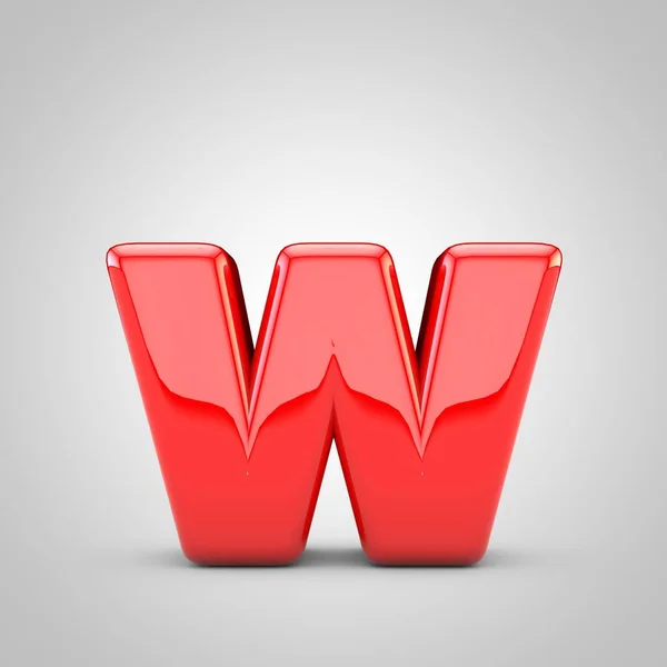 3D червона літера W нижній регістр Ізольовані білий фон — стокове фото
