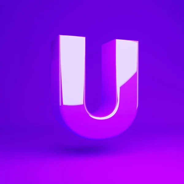 光沢のある紫色の文字U大文字の紫マットの背景 — ストック写真