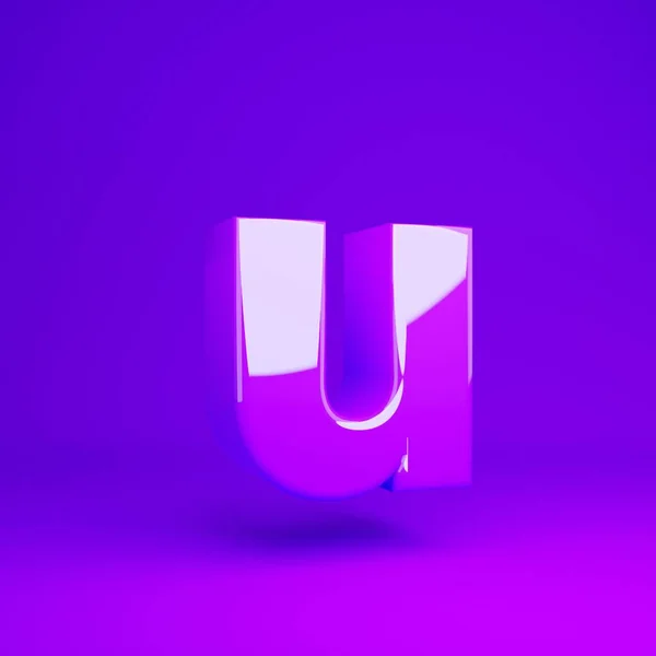 Glossy violet letter U lowercase violet matte background — Stock fotografie