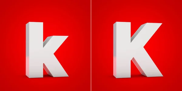 White 3D alphabet letter K isolated on red background. — Stock Photo, Image