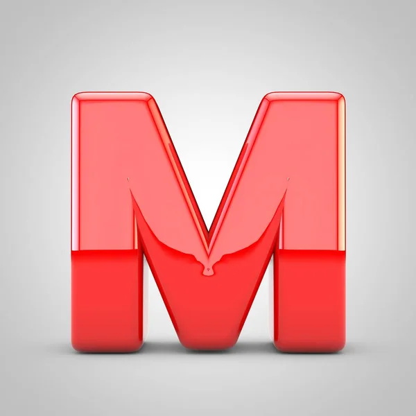 3D letra vermelha M maiúscula isolado fundo branco — Fotografia de Stock
