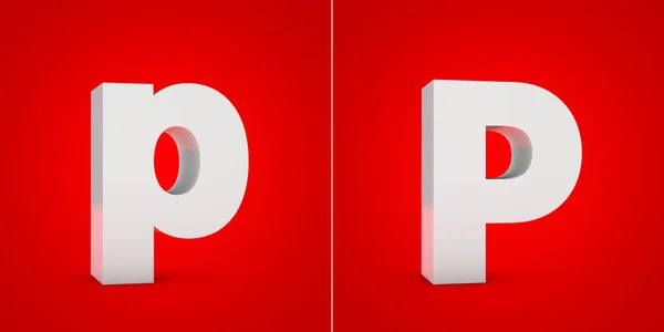 Letra blanca del alfabeto 3D P aislada sobre fondo rojo . —  Fotos de Stock