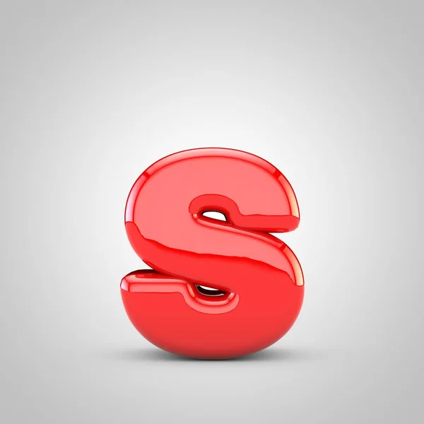 3d piros levél S kisbetűvel Elszigetelt fehér háttér — Stock Fotó