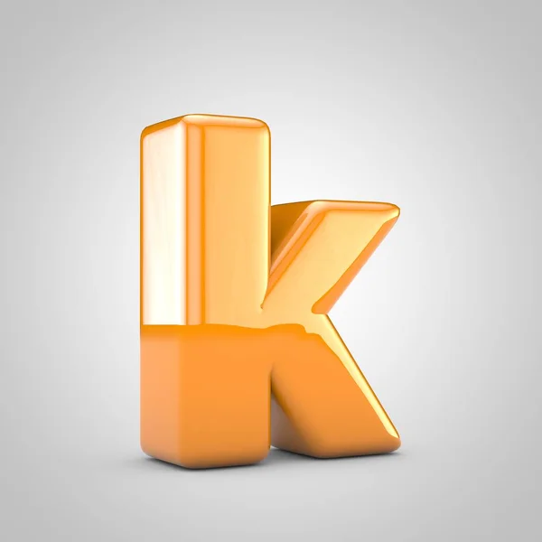 Turuncu 3d harf K küçük harf beyaz arkaplan üzerinde izole — Stok fotoğraf