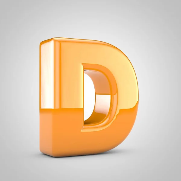 Oranje 3d letter D hoofdletters geïsoleerd op witte achtergrond — Stockfoto