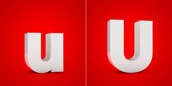 白い3Dアルファベット文字Uは赤い背景に隔離されています. — ストック写真