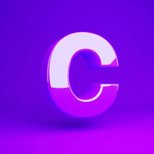 Letra violeta brillante C mayúscula violeta mate fondo — Foto de Stock
