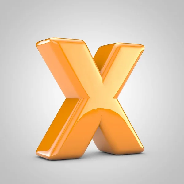 Orange 3d letter X uppercase isolated on white background — ストック写真