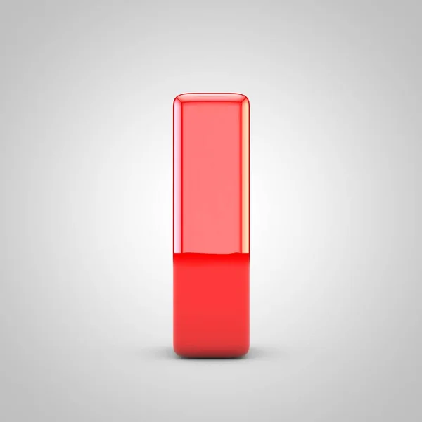 3D lettera rossa L minuscolo isolato sfondo bianco — Foto Stock