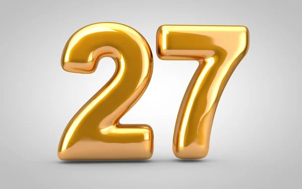 Golden metallic balloon number 27 isolated on white background. — Stock Photo, Image