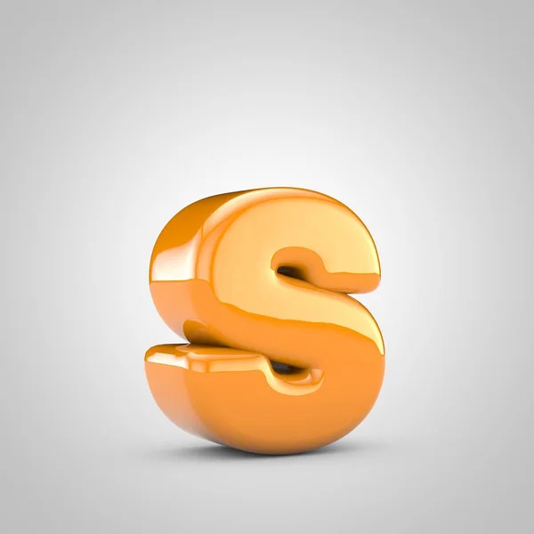Arancione 3d lettera S minuscolo isolato su sfondo bianco — Foto Stock