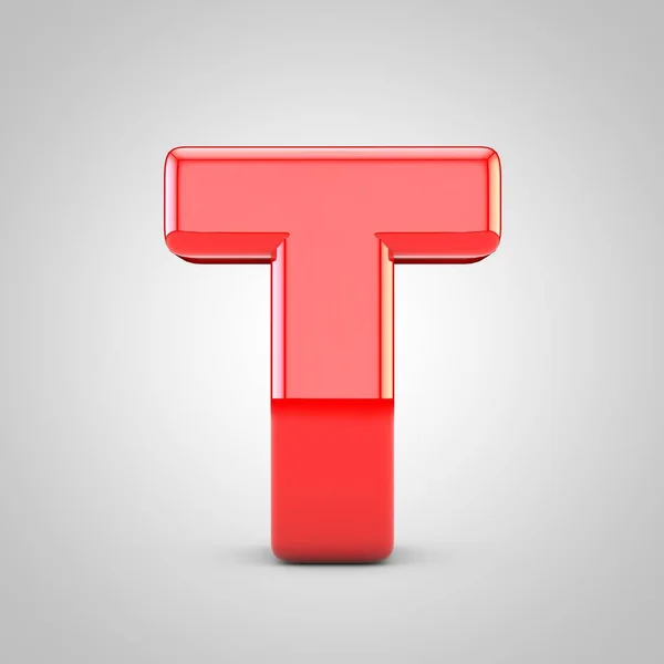 3D Red Letter T uppercase Isolated White Background — Stock Photo, Image