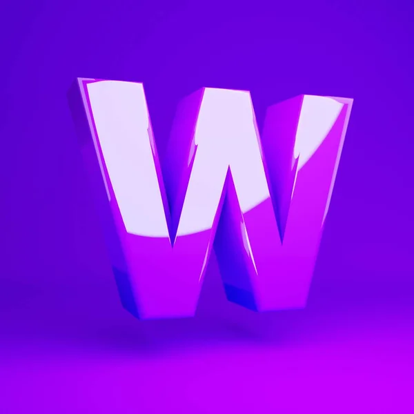 Glossy violet letter W uppercase violet matte background — Stock Photo, Image