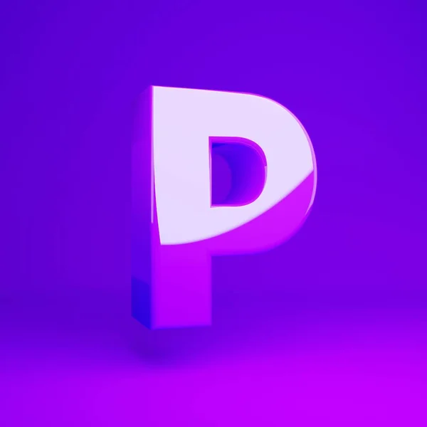 Błyszcząca fioletowa litera P duże fioletowe matowe tło — Zdjęcie stockowe